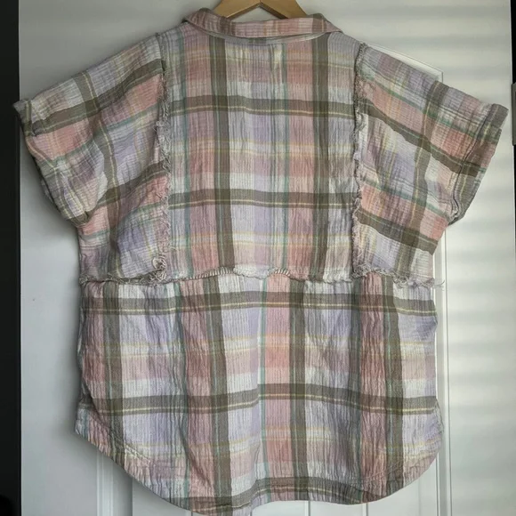 Lucky Brand Women's Plaid Printed Camp Shirt - Picture 4 of 5